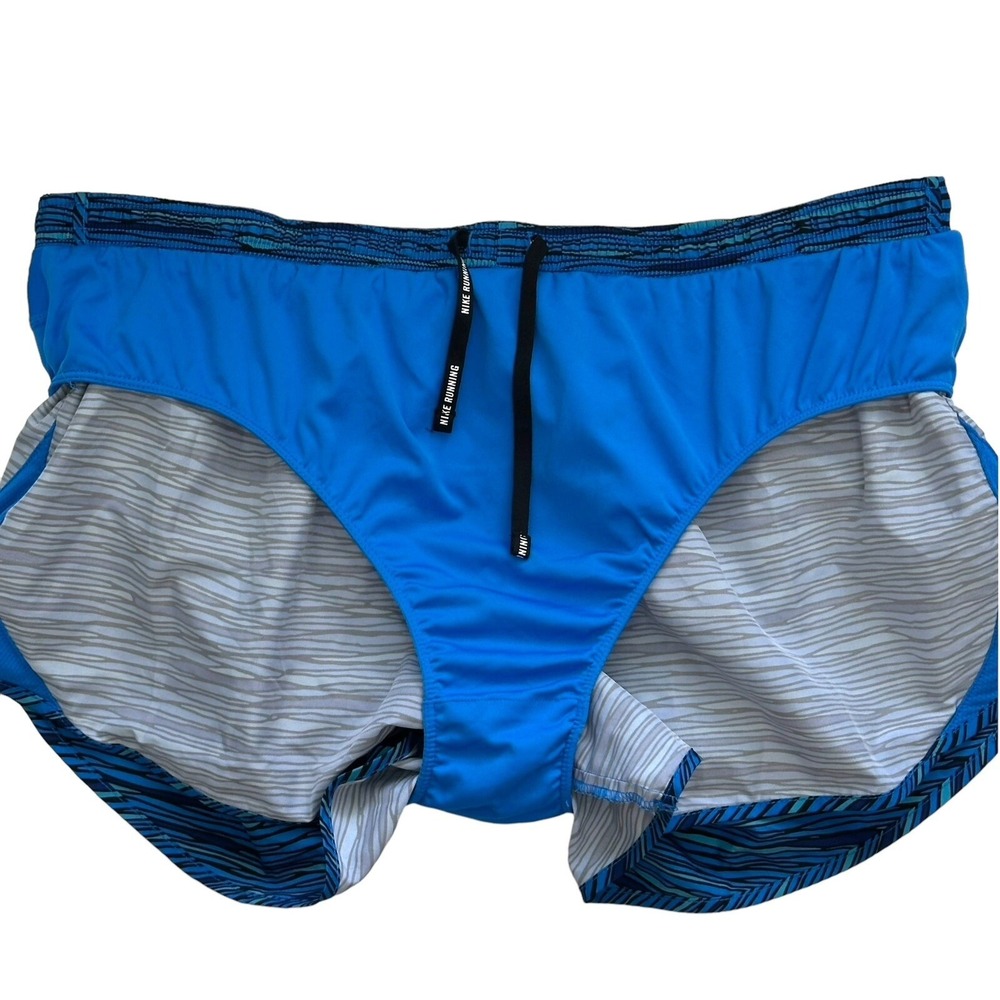 NIKE RUNNING WOMENS DRI-FIT TEMPO ULTRA SHORTS 3" 723944 Blue Stripe Print XL - Picture 5 of 10